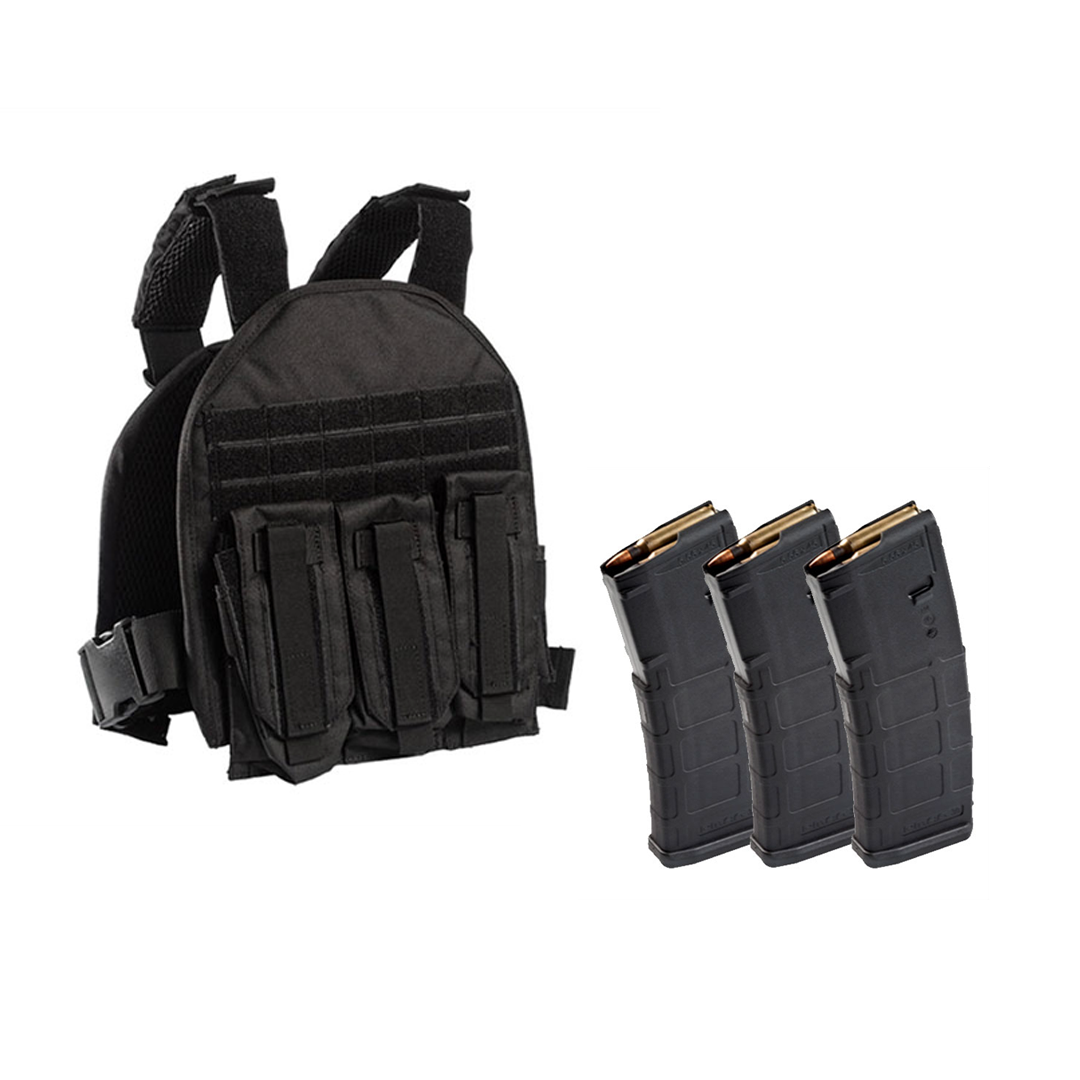 2-3.png Body Armor Bundle: Guard Dog Body Armor ‘Terrier’ Plate Carrier – Black + Magpul PMAG 30 AR/M4 Gen M2 MOE 5.56x45mm NATO (No Window), 3 – Pack - Image 1
