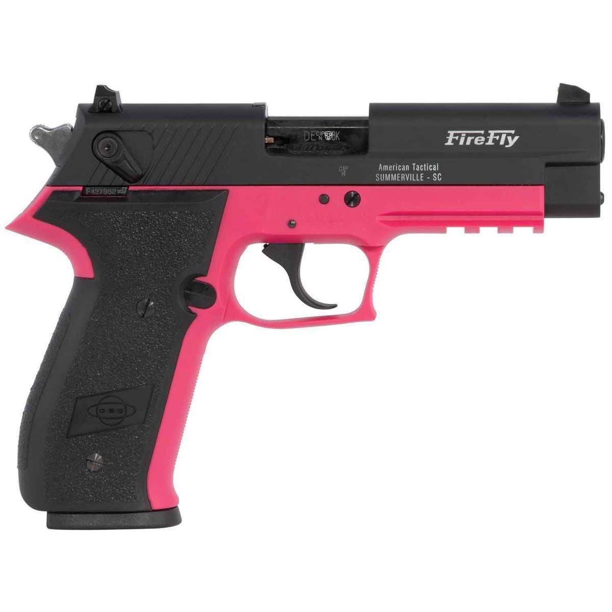 amerian-tactical-gsg-firefly-22-long-rifle-4in-blackpink-pistol-101-rounds-1570926-1.jpg American Tactical Firefly 22 Long Rifle 4in Black/Pink Pistol – 10+1 Rounds - Image 1