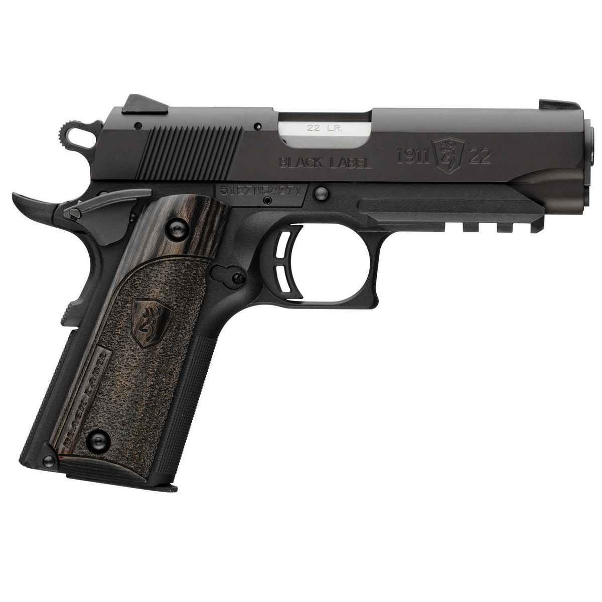 browning-1911-22-black-label-pistol-1456306-1.jpg Browning 1911-22 Black Label Compact 22 Long Rifle 3.63in Matte Black Pistol – 10+1 Rounds - Image 1