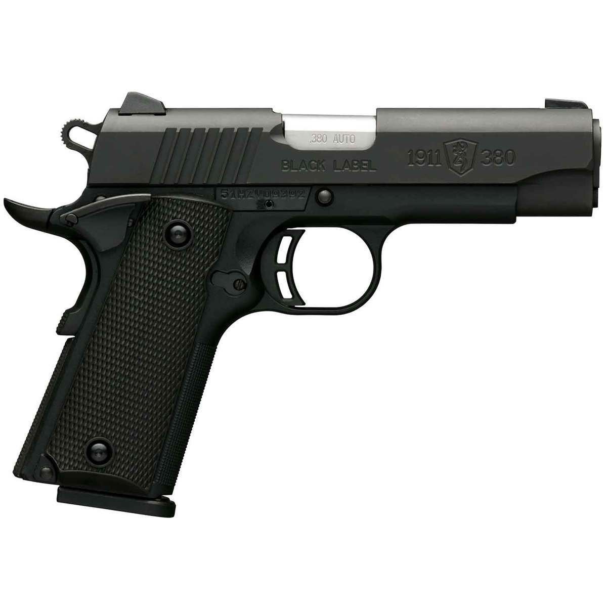 browning-1911-380-pistol-1433202-1.jpg Browning 1911-380 Black Label Compact 380 Auto (ACP) 3.6in Matte Black Pistol – 8+1 Rounds - Image 1