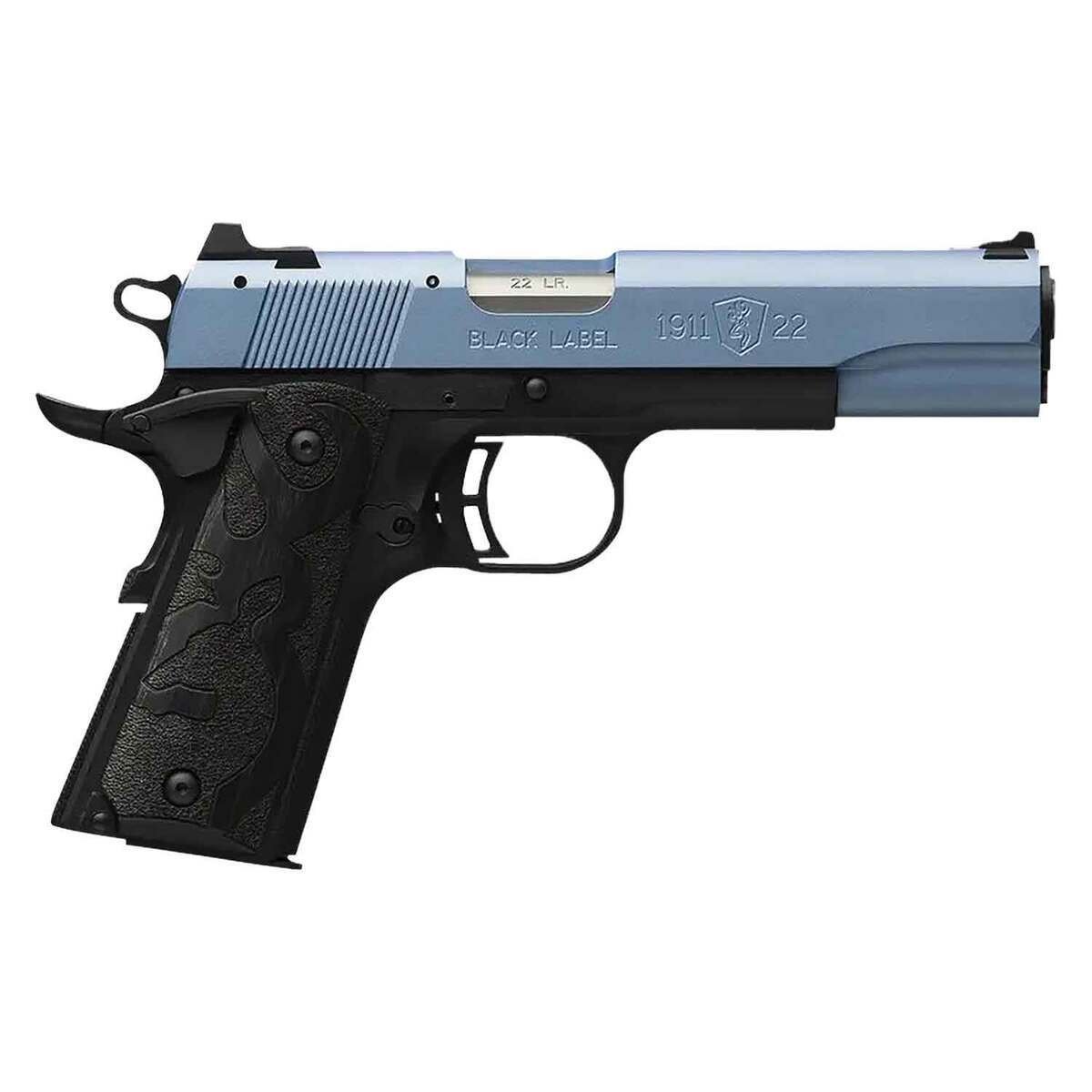 browning-1911-black-label-22-long-rifle-425in-polar-blue-cerakote-pistol-101-rounds-1826172-1.jpg Browning 1911 Black Label 22 Long Rifle 4.25in Polar Blue Cerakote Pistol – 10+1 Rounds - Image 1