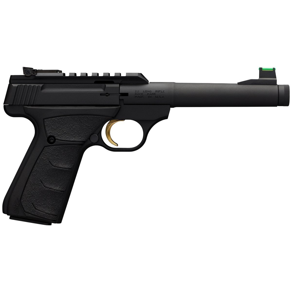 browning-buck-mark-plus-camper-pistol-1469679-1.jpg Browning Buck Mark Plus Camper UFX Suppressor Ready 22 LR 6in Matte Black Pistol – 10+1 Rounds - Image 1