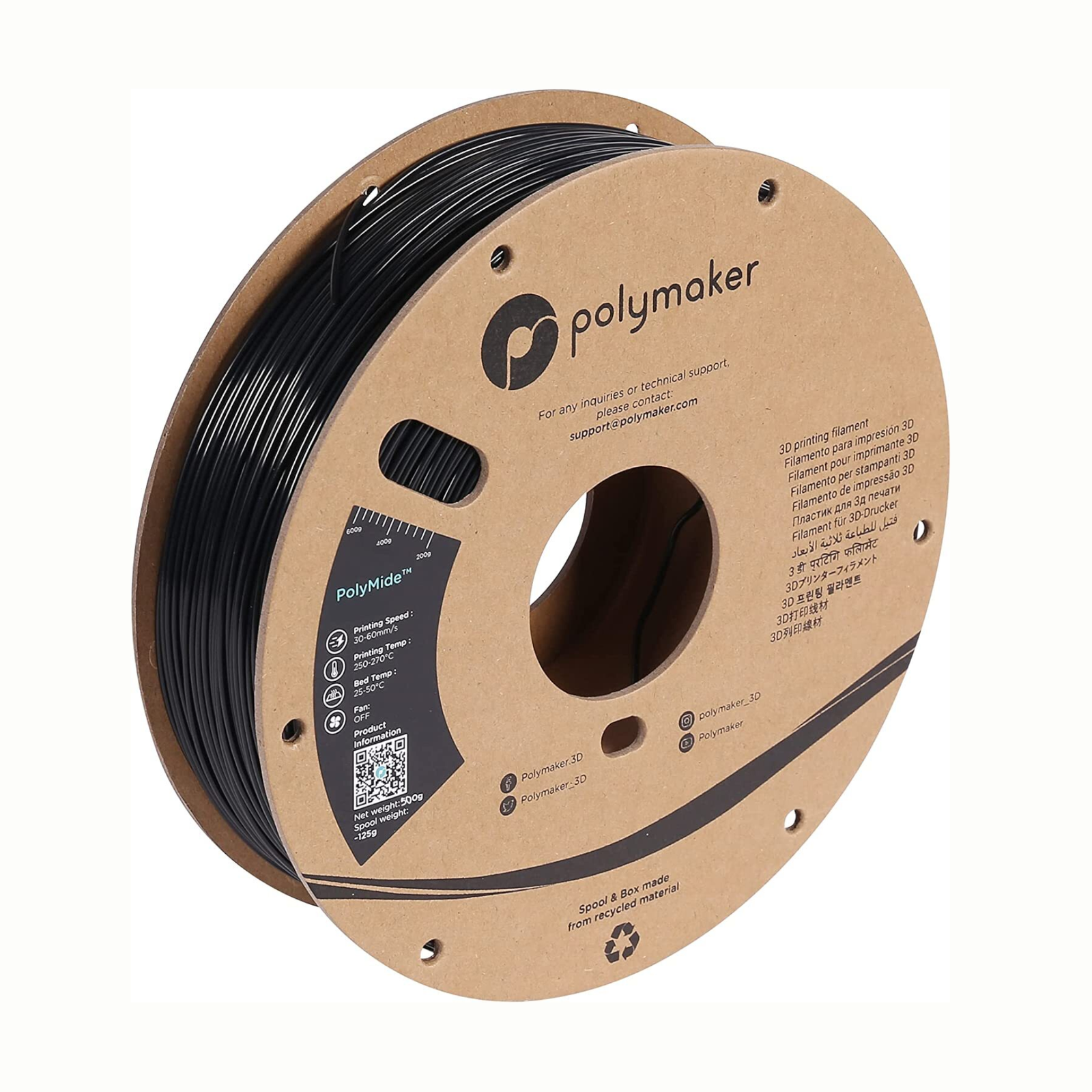 carbonfiberpoly.png Polymaker PA6-CF Nylon Filament 1.75 Black - Image 1