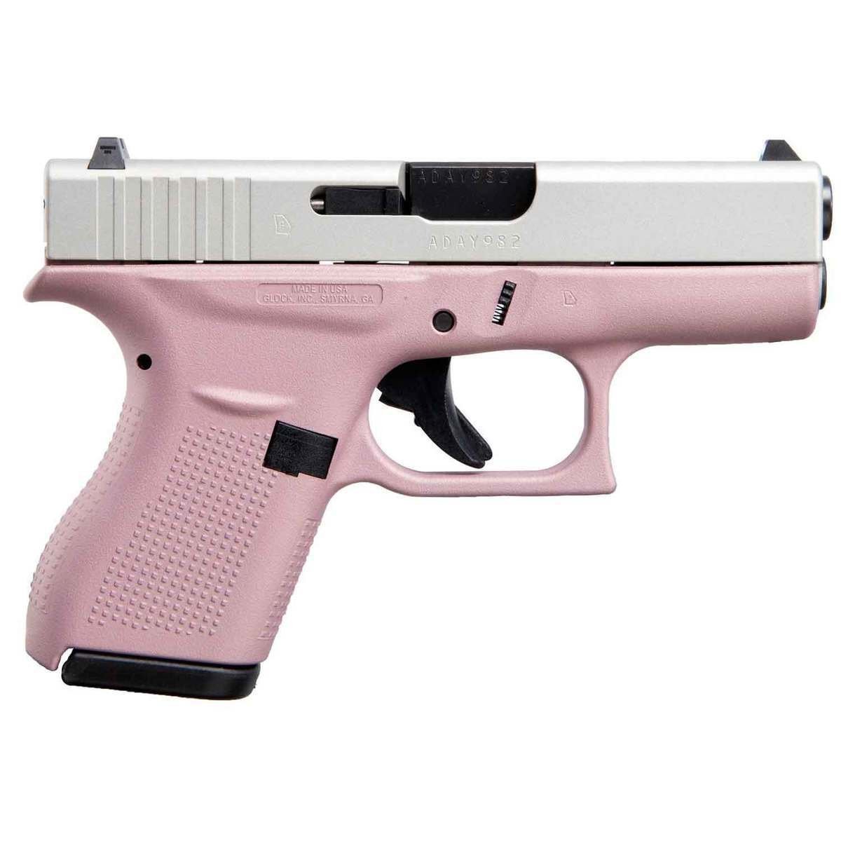 glock-g42-pink-380-auto-acp-326in-shimmering-aluminum-pistol-61-rounds-1618514-1.jpg Glock 42 Pink 380 Auto (ACP) 3.26in Shimmering Aluminum Pistol – 6+1 Rounds - Image 1