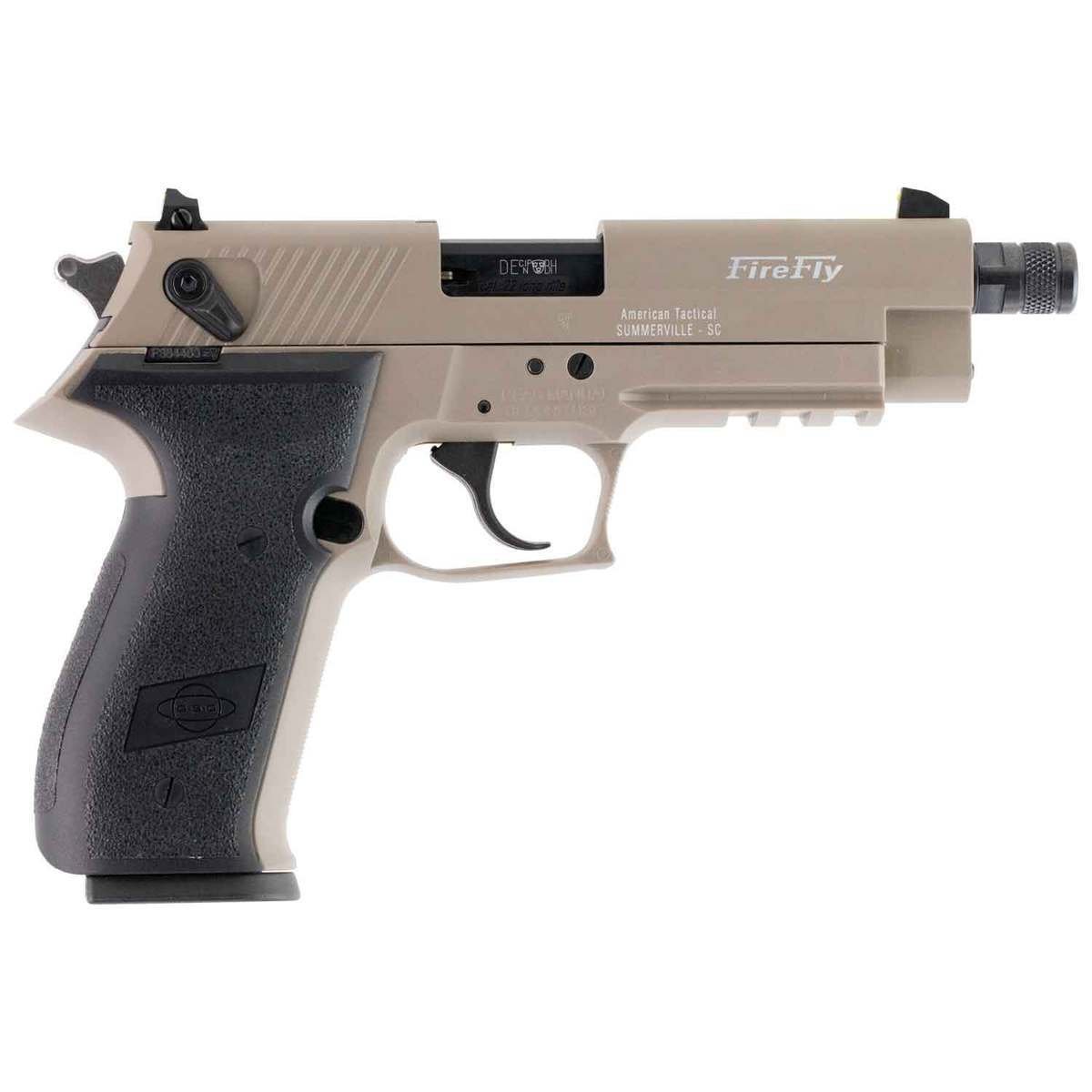 gsg-firefly-pistol-1476694-1.jpg GSG Firefly 22 Long Rifle 4.5in Blued/FDE Pistol – 10+1 Rounds - Image 1