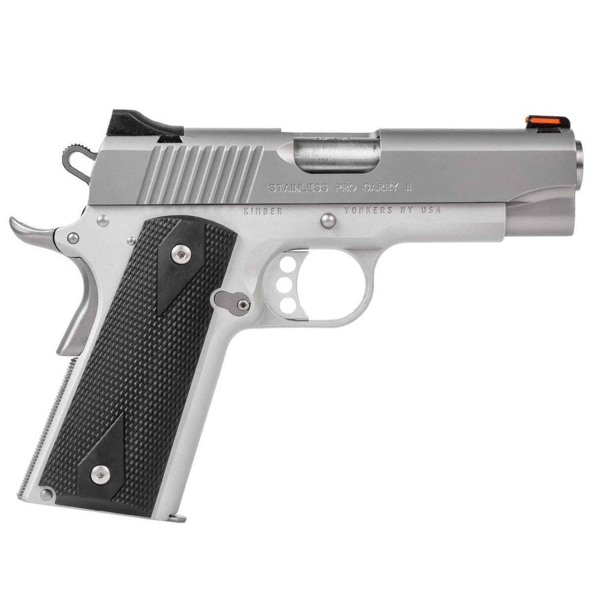 kimber-1911-stainless-pro-carry-ii-45-auto-acp-4in-stainless-pistol-71-rounds-312171-1.jpg Kimber 1911 Stainless Pro Carry II 45 Auto (ACP) 4in Stainless Pistol – 7+1 Rounds - Image 1