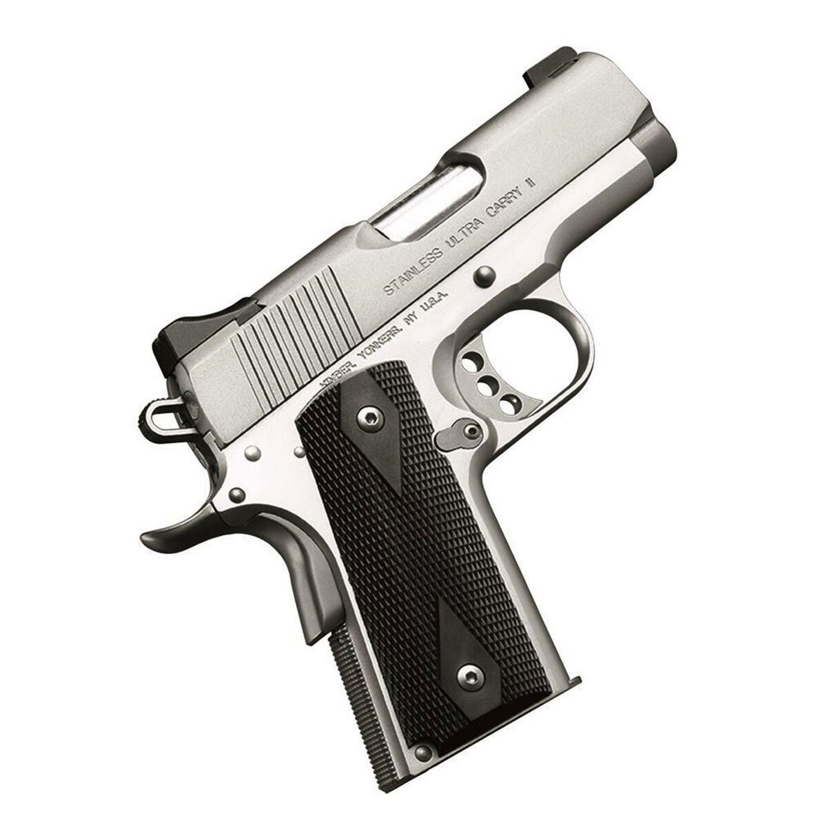 kimber-1911-ultra-carry-ii-45-auto-acp-3in-stainless-ii-pistol-71-rounds-312172-1.jpg Kimber 1911 Ultra Carry II 45 Auto (ACP) 3in Satin Stainless Pistol – 7+1 Rounds - Image 1