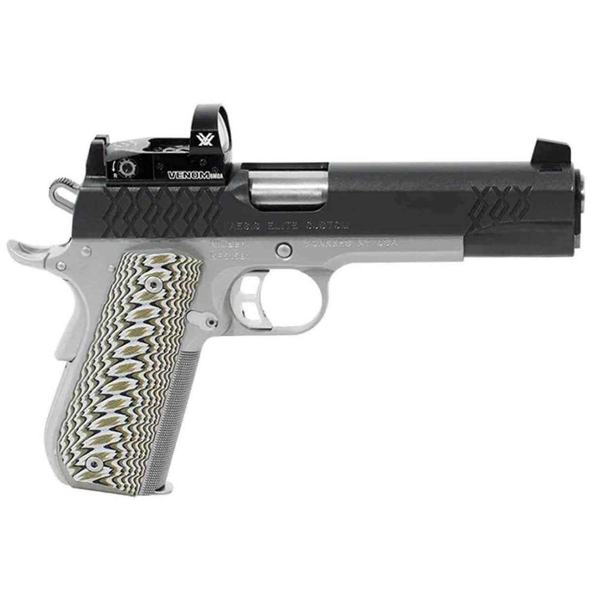 kimber-aegis-elite-cutsom-oi-with-venom-optic-45-auto-acp-5in-stainlessblackbrown-pistol-81-rounds-1614715-1.jpg Kimber Aegis Elite Cutsom (OI) With Venom Optic 45 Auto (ACP) 5in Stainless/Black/Brown Pistol – 8+1 Rounds - Image 1