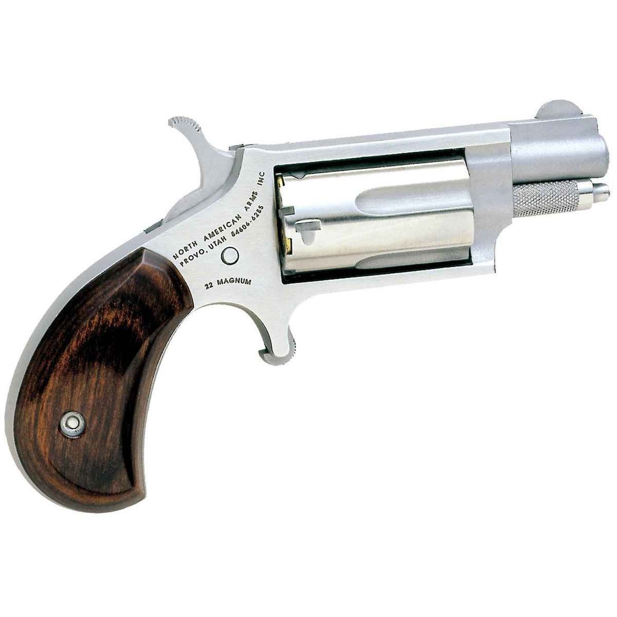 north-american-arms-22-mag-mini-revolver-310155-1.jpg North American Arms Mini-Revolver 22 WMR (22 Mag) 1.13in Stainless Revolver – 5 Rounds - Image 1