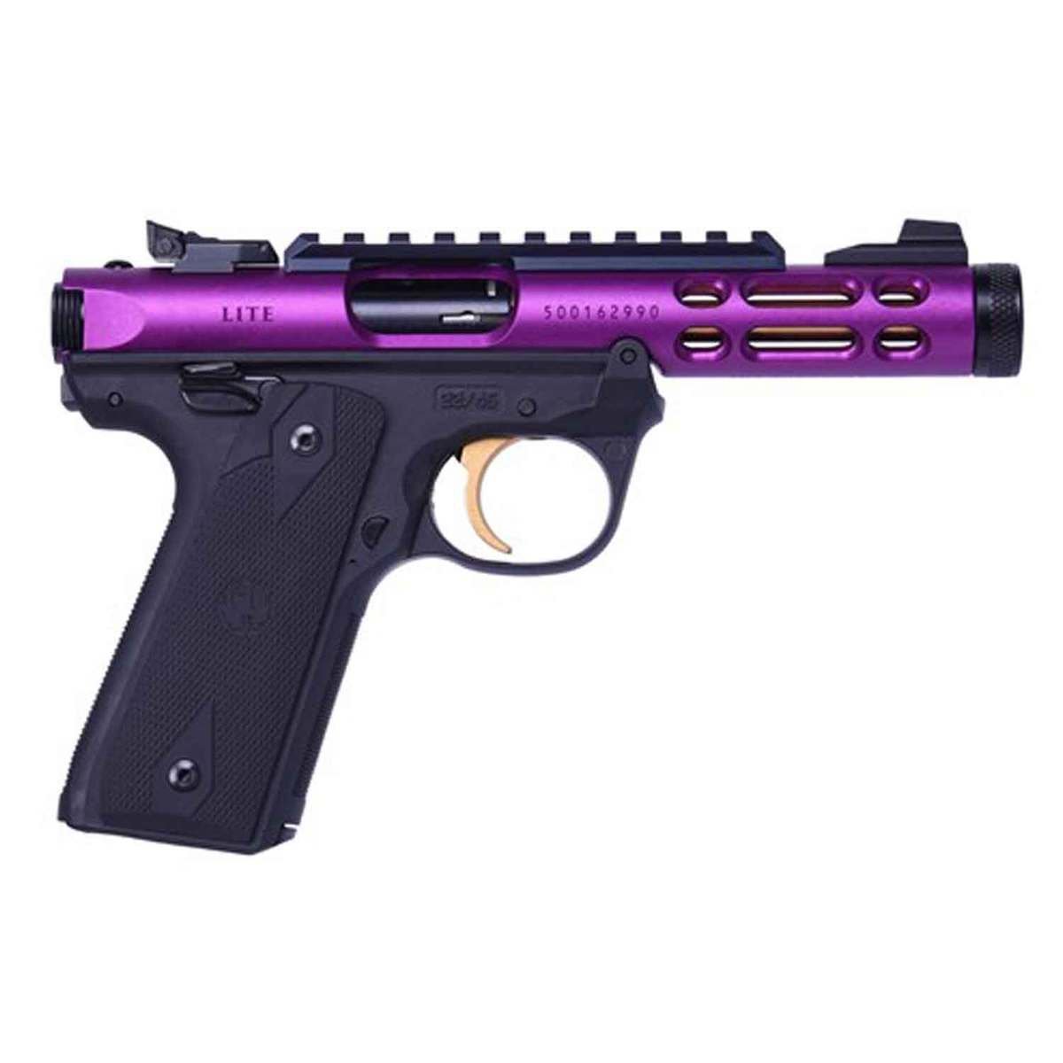 ruger-mark-iv-2245-lite-22-long-rifle-44in-purplegold-pistol-101-rounds-1540180-1.jpg Ruger Mark IV 22/45 Lite 22 Long Rifle 4.4in Purple/Gold Pistol – 10+1 Rounds - Image 1