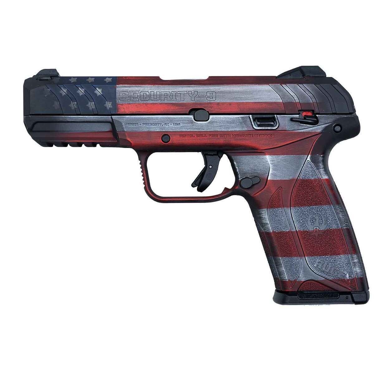 ruger-security-9-9mm-luger-4in-battle-worn-american-flag-pistol-151-rounds-1796237-1.jpg Ruger Security 9 9mm Luger 4in Battle Worn American Flag Pistol – 15+1 Rounds - Image 1