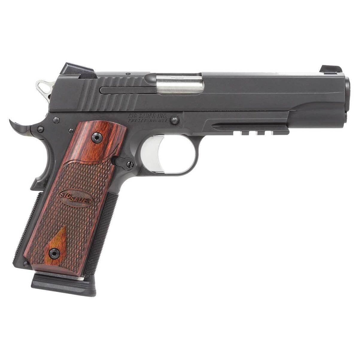 sig-sauer-1911-45-auto-acp-5in-black-nitronrosewood-pistol-81-rounds-1371388-1.jpg Sig Sauer 1911 45 Auto (ACP) 5in Black Nitron/Rosewood Pistol – 8+1 Rounds - Image 1
