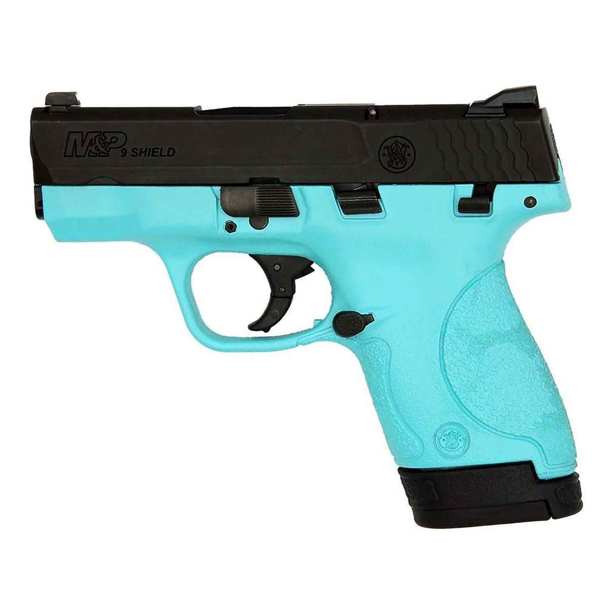 smith-wesson-mp-9-shield-9mm-luger-31in-blackrobins-egg-blue-pistol-81-rounds-california-compliant-1793120-1.jpg Smith & Wesson M&P 9 Shield 9mm Luger 3.1in Black/Robin’s Egg Blue Pistol – 8+1 Rounds - Image 1