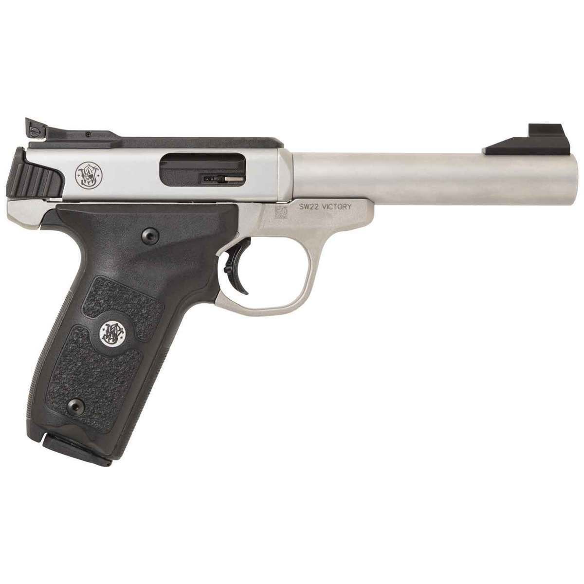 smith-wesson-sw22-victory-pistol-1506961-1.jpg Smith & Wesson SW22 Victory 22 Long Rifle 5.5in Stainless Pistol – 10+1 Rounds - Image 1