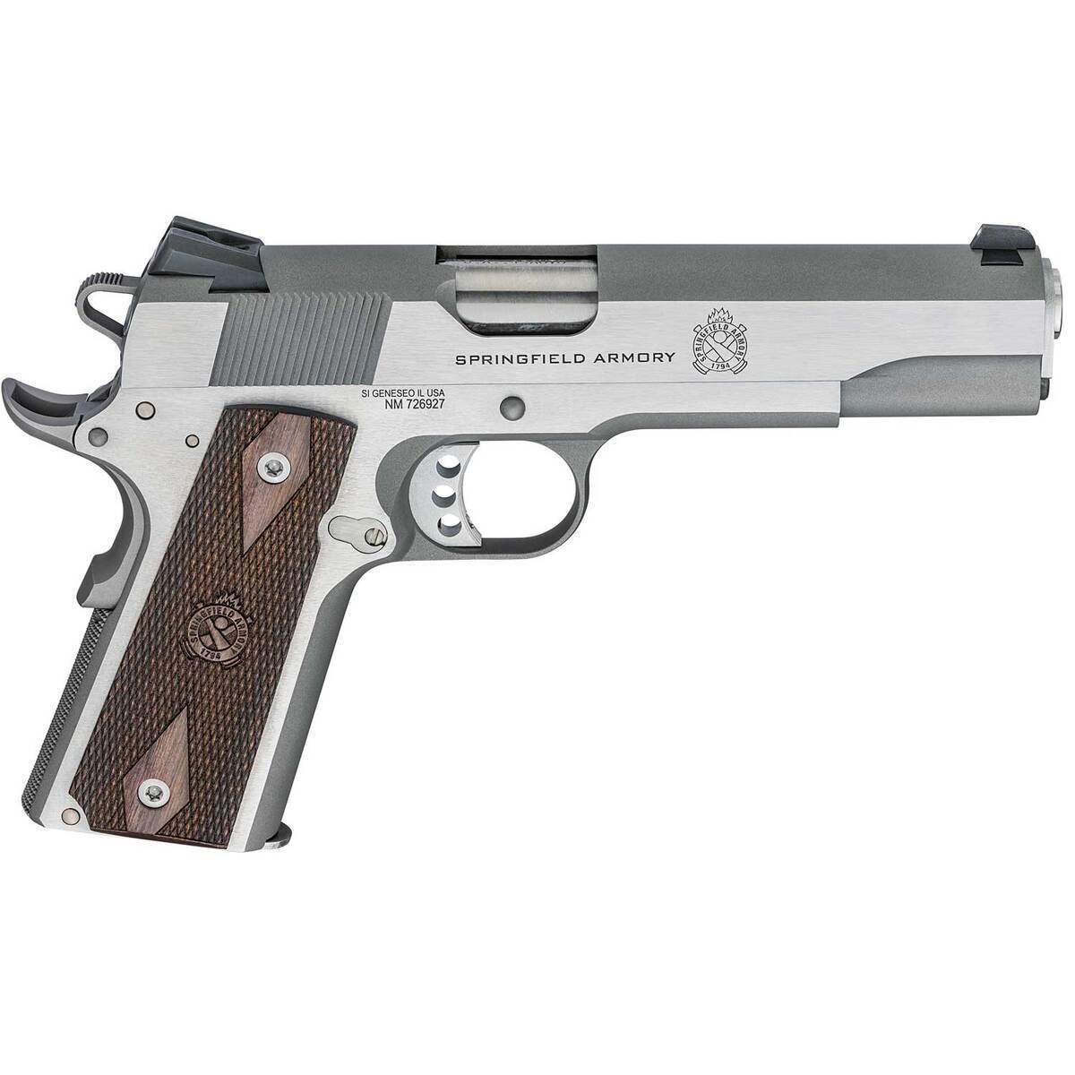 springfield-armory-1911-garrison-45-auto-acp-5in-stainless-steel-pistol-71-rounds-1723545-1.jpg Springfield Armory 1911 Garrison 45 Auto (ACP) 5in Stainless Steel Pistol – 7+1 Rounds - Image 1