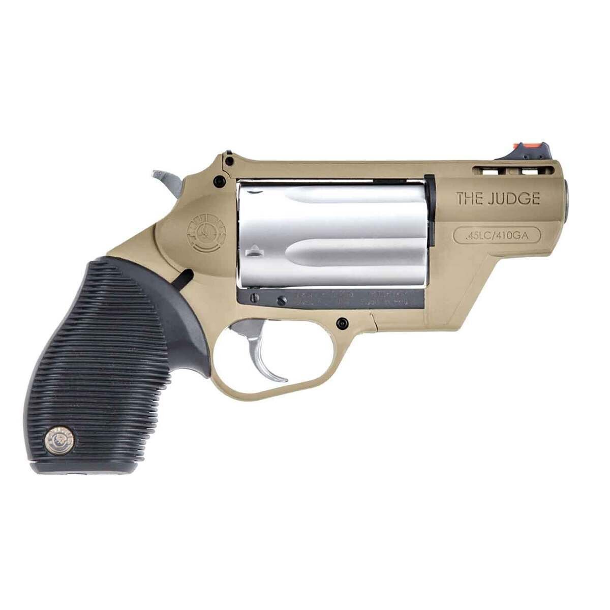 taurus-judge-public-defender-45-long-colt410-gauge-flat-dark-earth-revolver-5-rounds-1762045-1.jpg Taurus Judge Public Defender 45 (Long) Colt/410 Gauge Flat Dark Earth Revolver – 5 Rounds - Image 1