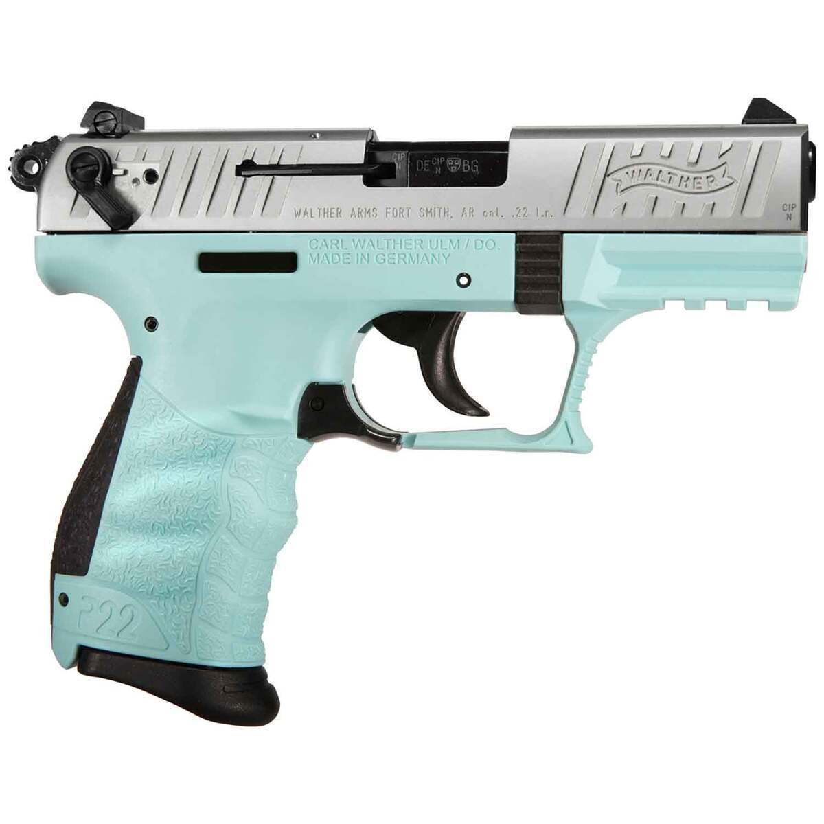 walther-p22-22-long-rifle-342in-stainlessblue-pistol-101-rounds-california-compliant-1468828-1.jpg Walther P22 22 Long Rifle 3.42in Stainless/Blue Pistol – 10+1 Rounds – California Compliant - Image 1